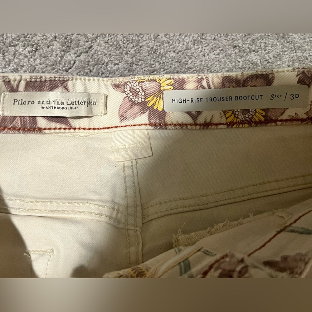 Anthropologie Pilcro & The Letterpress The High Rise Trouser Bootcut Floral Sz30 - Picture 13 of 13